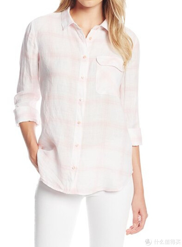 Calvin Klein Jeans Plaid Ramie Linen 女款格子衬衫