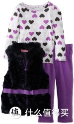 Young Hearts Little Girls' 3 Piece Heart Patterned Vest Pant Set  女童 三件套
