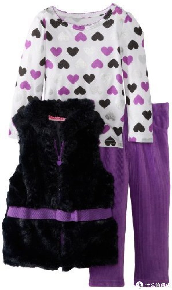 Young Hearts Little Girls' 3 Piece Heart Patterned Vest Pant Set 女童 三件套
