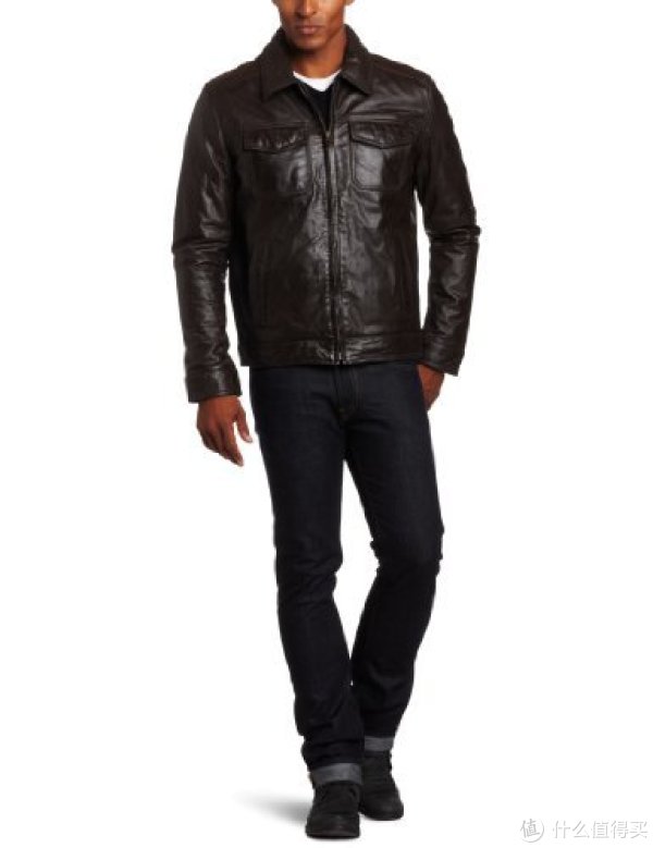 DOCKERS Washed Leather Moto 男士真皮夹克