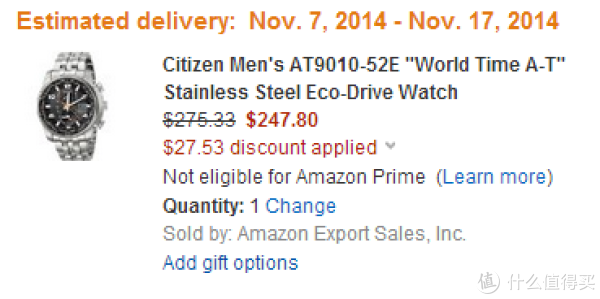 CITIZEN 西铁城 Eco-Drive AT9010-52E 男款光动能腕表(5局电波、两地时间)