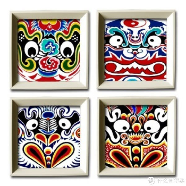 限华东:稀颜 简约有框装饰画 脸谱4件套 30CM