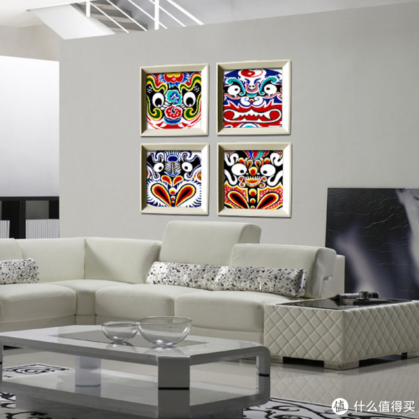限华东:稀颜 简约有框装饰画 脸谱4件套 30CM