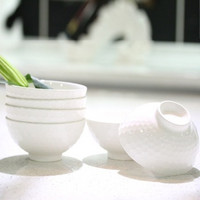 洁雅杰（4.5寸） 碗 首尔印象蜂窝碗米饭碗 白色（6只装）
