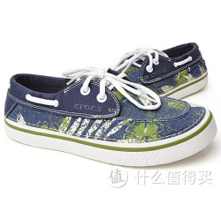 crocs 卡骆驰  羽量 彩色印花 夏威夷帆布帆船鞋 深蓝/白