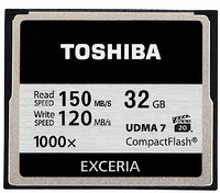 新低价：TOSHIBA 东芝 EXCERIA型 高速CF卡 32GB 存储卡（1000X、写120m）