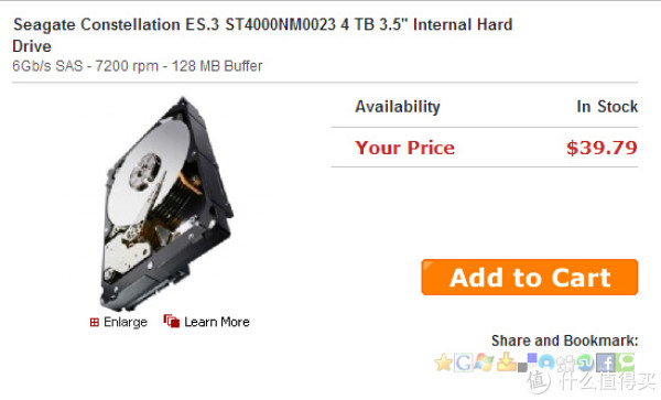八哥价：Seagate 希捷 ST4000NM0023 4TB 3.5寸 企业级硬盘