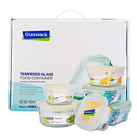 GLASSLOCK 三光云彩 钢化耐热 玻璃保鲜盒 六件套GL07-6-SN 白色