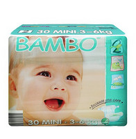 BAMBO 班博 绿色生态 纸尿裤 S码(3-6公斤)30片 