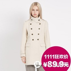 双11特价预告:ME&CITY 女款双排扣毛呢大衣