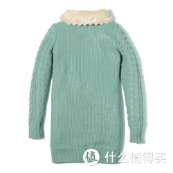 美特斯邦威女拼毛绞花长款毛衣褛237774 含11.5%羊毛