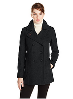 TOMMY HILFIGER Double-Breasted Classic Peacoat 女式羊毛大衣