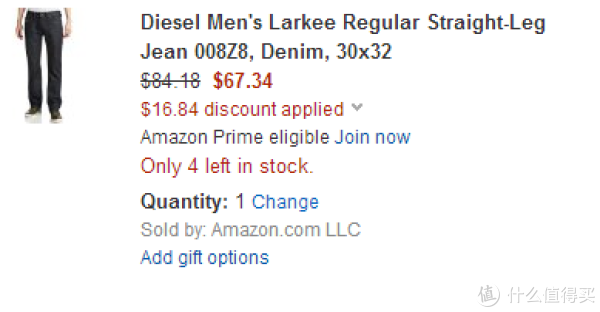 DIESEL Larkee Regular Straight 男士直筒牛仔裤