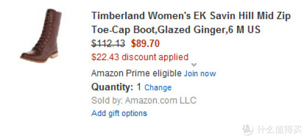 Timberland 添柏岚 EK Savin Hill Mid Zip Toe-Cap 女款中筒靴