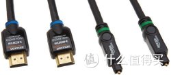 AmazonBasics 亚马逊倍思 高速HDMI以太网电缆(2米)/Toslink数字音频光纤电缆(1.8米)套装