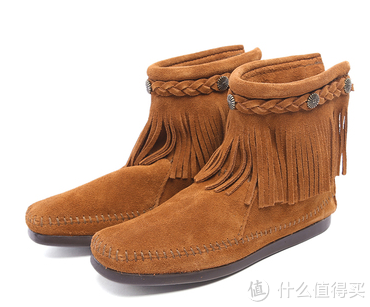 限华北：MINNETONKA 迷你唐卡 牛皮流苏低筒靴