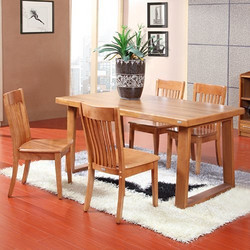 派森 现代简约实木框架家用一桌四椅长方形餐桌椅组合特价