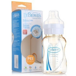 移动端：Dr Brown's 布朗博士 BL-866 防胀气PES宽口奶瓶300ml +奶瓶助吸器（2个吸塑装）