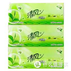 清风 抽纸 绿茶盒装面纸200抽3盒装面巾纸，约4.3一盒
