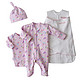 HALO 自然光环 4-Piece Cotton Layette and Swaddle Set 宝宝四件套