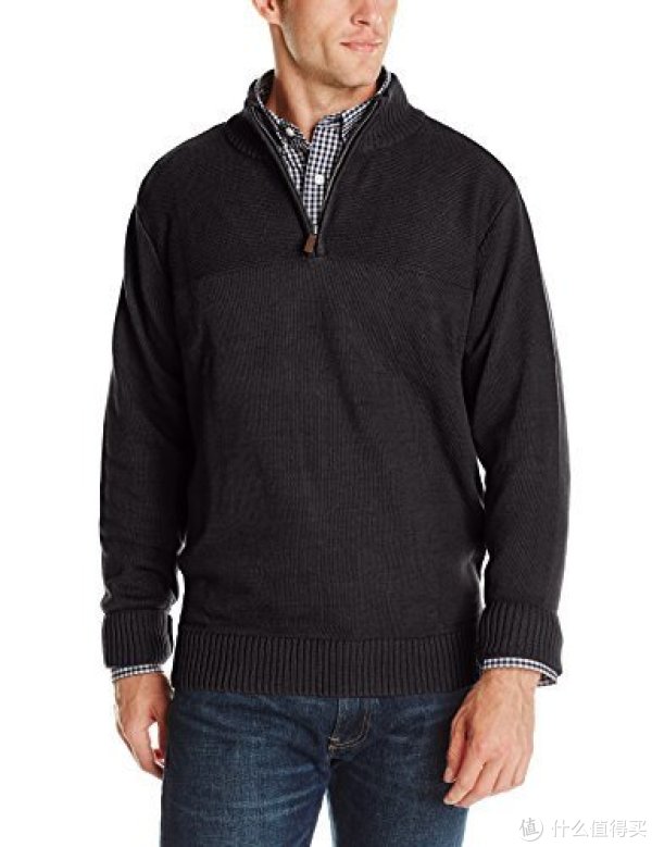 手慢无:DOCKERS Solid Textured-Yoke Quarter-Zip 男士针织衫