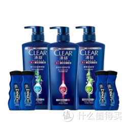 CLEAR 清扬 男士去屑王牌套装(多效水润750ml+运动薄荷750ml+清爽控油750ml+凌仕冰击浴露100ml*4)