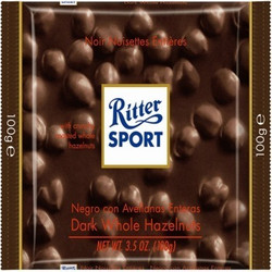 Ritter SPORT 瑞特斯波德 全榛子黑巧克力100g