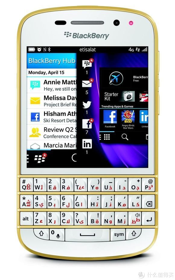 阿拉伯文键盘版：BlackBerry 黑莓 Q10 4G智能手机 16GB 无锁版 白色