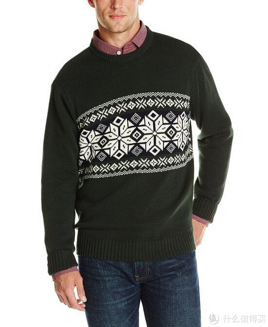 闪电特价预告：DOCKERS Chest Snowflake Crew Sweater 男款针织衫
