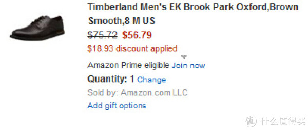 Timberland 添柏岚 EK Brook Park Oxford 男士真皮休闲鞋