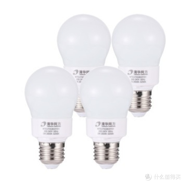 TSINGHUA TONGFANG 清华同方 轻巧流沙白系列 LED球泡灯(E27接口/3W/白光/四支装)