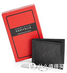 Perry Ellis Saffiano Leather Black Wallet 男款真皮钱包 礼盒装