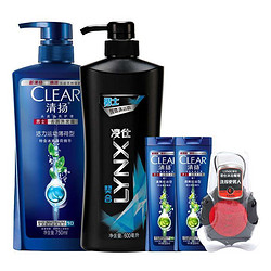 CLEAR 清扬 男士去屑洗发露750ml+凌仕男士醒体沐浴露契合600ml+清扬男士去屑洗发露100ML*2+凌仕沐浴魔球