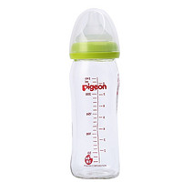 pigeon 贝亲 宽口径玻璃奶瓶240ml（绿色）AA70