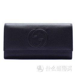 GUCCI 古驰 女士黑色真皮大双G Logo长款钱包 282414 A7M0G 1000