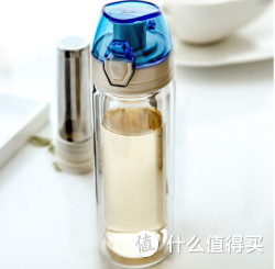 其乐居舍  双层玻璃防烫水杯 密封带茶漏杯子 风之谷蓝色盖280ml 