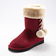 温暖毛球雪地靴8寸 红色