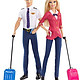  Barbie 芭比 Careers Barbie and Ken 机师空姐 芭比娃娃礼盒套装　