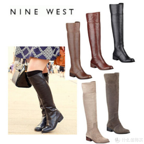 Nine West 玖熙 cromie 女款真皮高筒靴