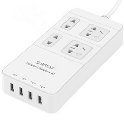 奥睿科（ORICO）TPC-4A4U 国标4位插座/插排/插线板/接线板 智能4口USB手机平板充电器 1.5米 白色