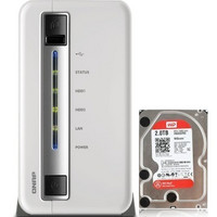 QNAP 威联通 TS-212P NAS 网络存储服务器（USB3.0、双盘位、QTS 4.0、512M）+ 西数2T 红盘