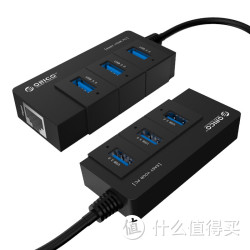 ORICO 奥睿科 HR01-U3 电脑千兆网卡 USB3.0分线器RJ45转接头 集线器HUB