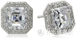 Sterling Silver Zirconia Halo 镀铂 施华洛世奇水晶镶嵌 耳钉（925银）