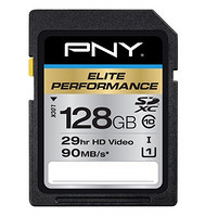 新低价：PNY 必恩威 Elite Performance 128GB SD存储卡（读95M/s、写65M/s）