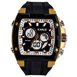 KARLSS 凯乐时 法式时尚系列 双显机芯 运动防水 石英手表 男士手表 K606C 金色