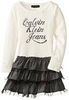 Calvin Klein Logo Tier Ruffle Dress 女孩连衣裙