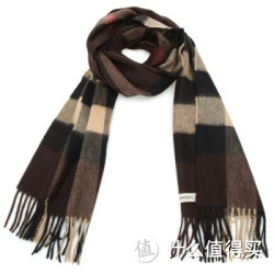 BURBERRY 博柏利 中性款板栗棕格子山羊绒长形围巾 38789341