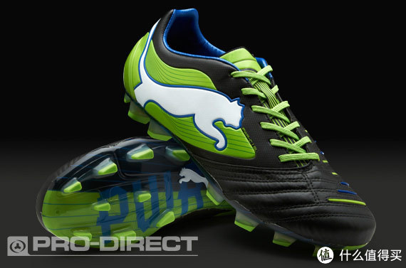 PUMA 彪马 PowerCat 系列 SL FG 袋鼠皮顶级超轻版男款足球鞋 黑绿色