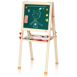 得力（deli） 33055 可升降双面磁性多功能木制儿童画板/画架/双面写字板