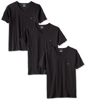 EMPORIO ARMANI V-Neck Regular Fit 男士纯棉V领T恤（黑白两色可选）
